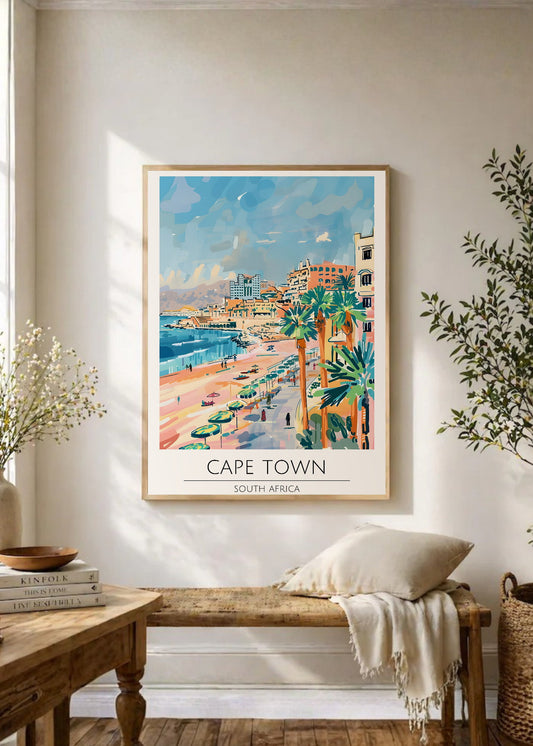 Cuadro Decorativo Travel, Ciudad del Cabo, Sudáfrica, Ilustración Costa