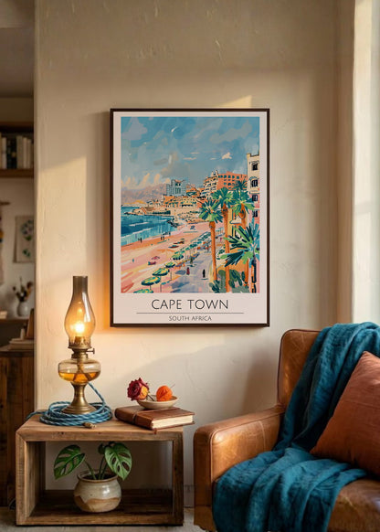 Cuadro Decorativo Travel, Ciudad del Cabo, Sudáfrica, Ilustración Costa