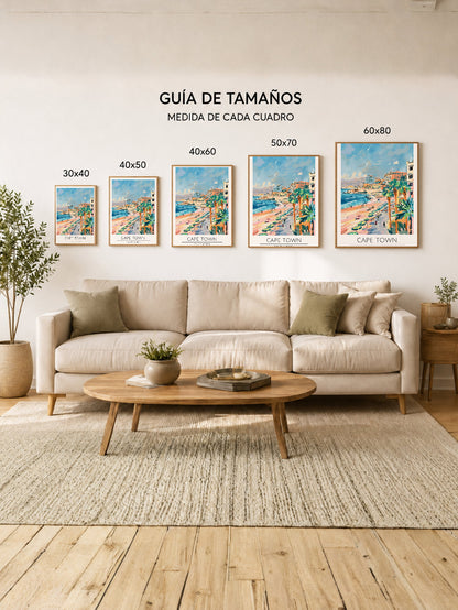 Cuadro Decorativo Travel, Ciudad del Cabo, Sudáfrica, Ilustración Costa