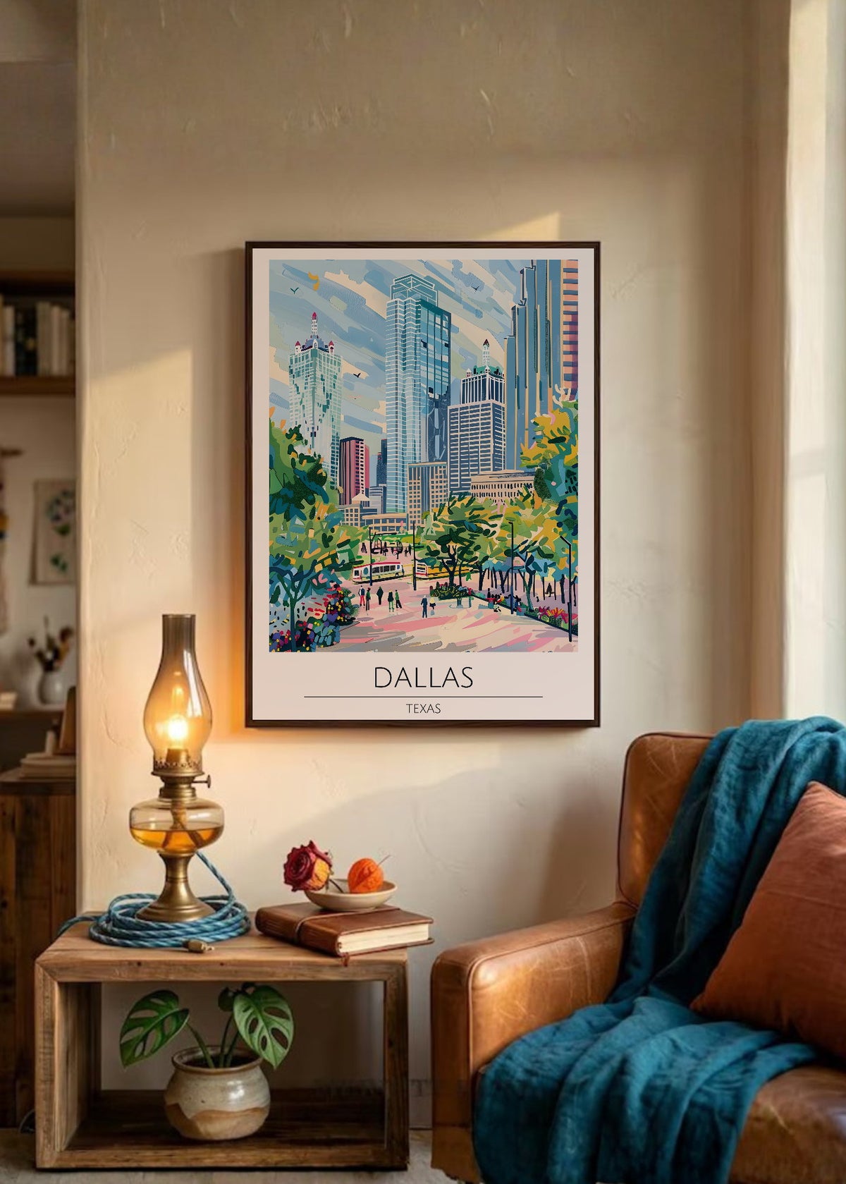 Cuadro Decorativo Travel, Dallas, Texas, Ilustración Ciudad