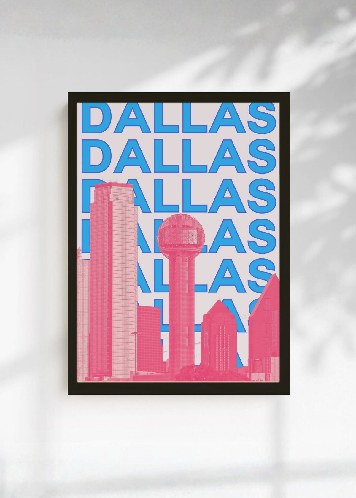 Cuadro Decorativo Travel, Dallas, USA, Skyline Azul Rosa
