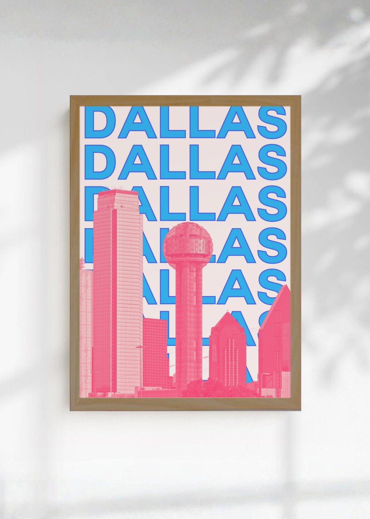 Cuadro Decorativo Travel, Dallas, USA, Skyline Azul Rosa