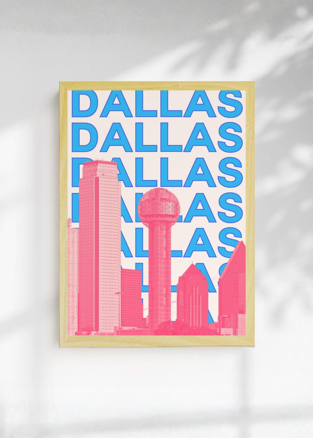 Cuadro Decorativo Travel, Dallas, USA, Skyline Azul Rosa