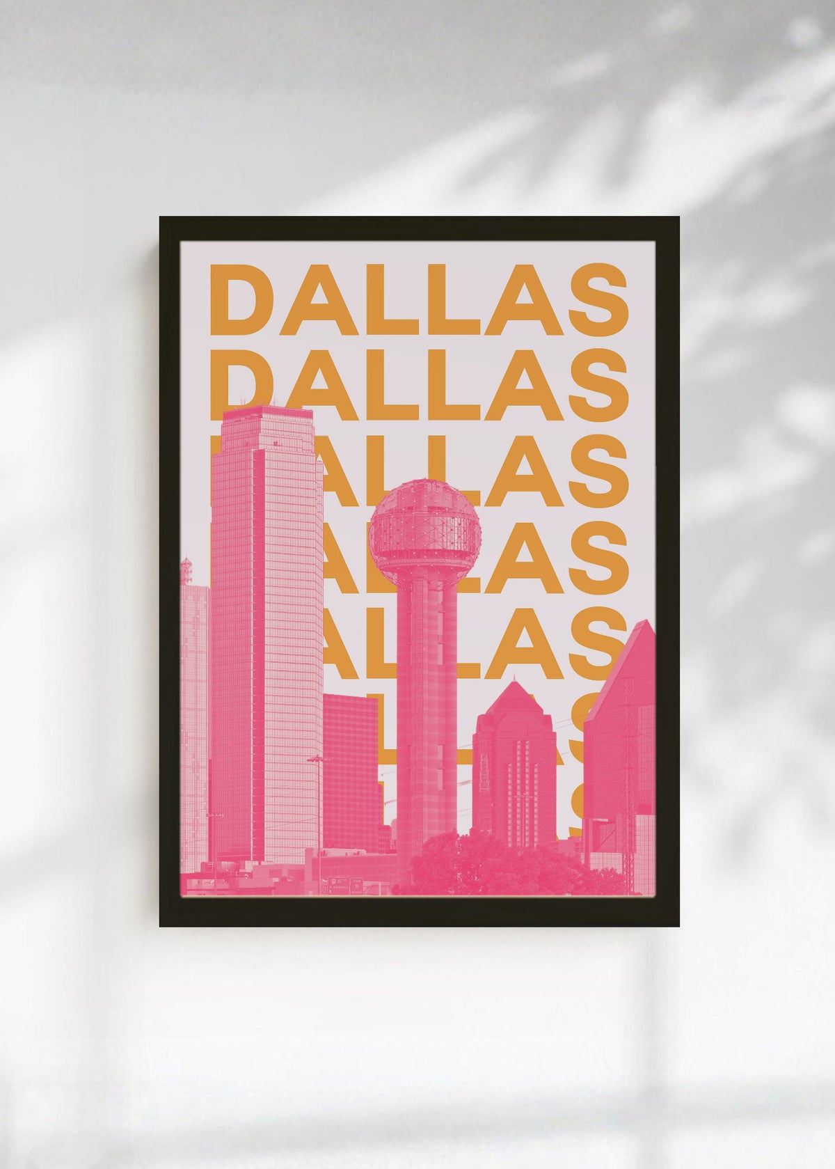 Cuadro Decorativo Travel, Dallas, USA, Skyline Naranja Rosa