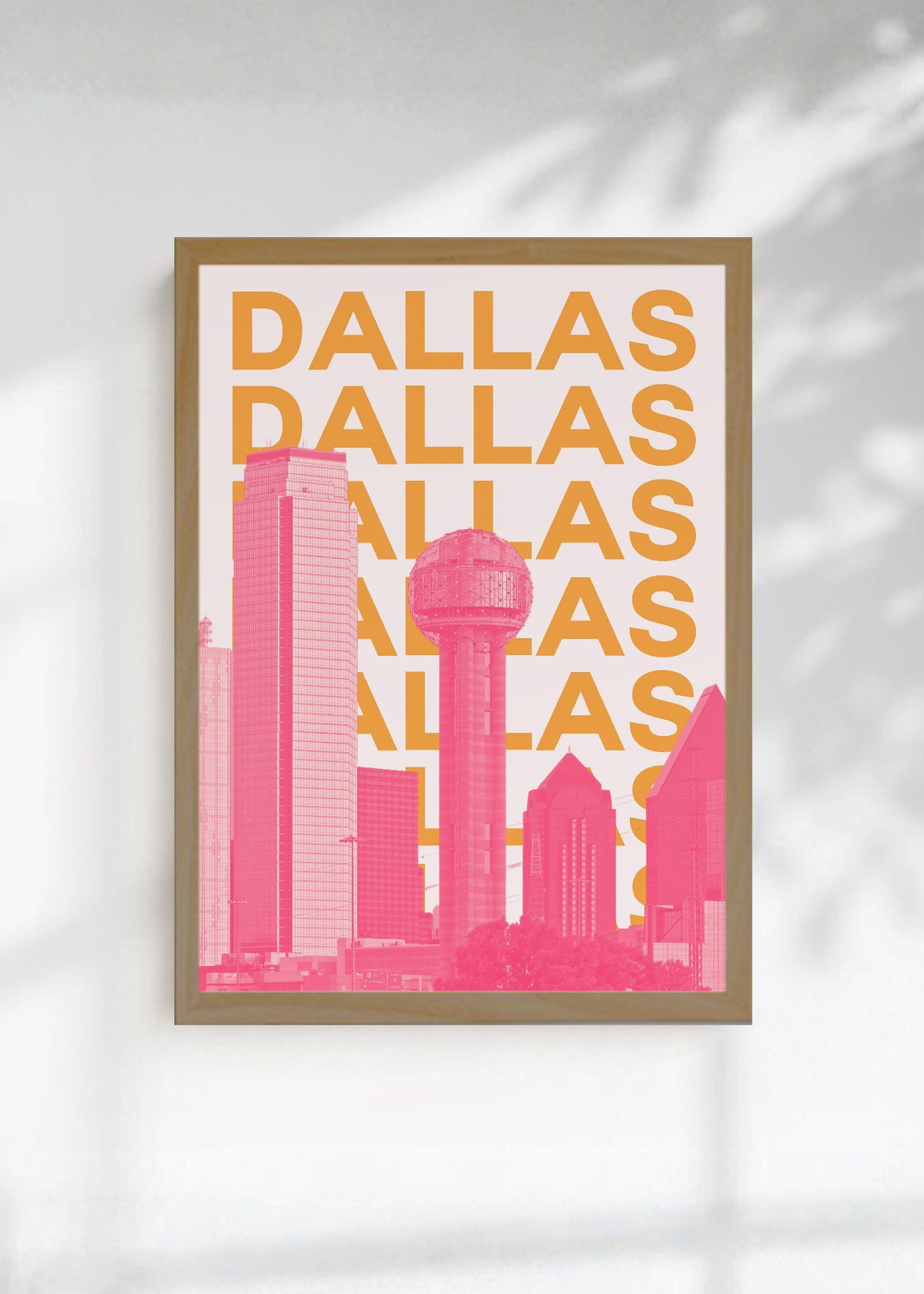 Cuadro Decorativo Travel, Dallas, USA, Skyline Naranja Rosa