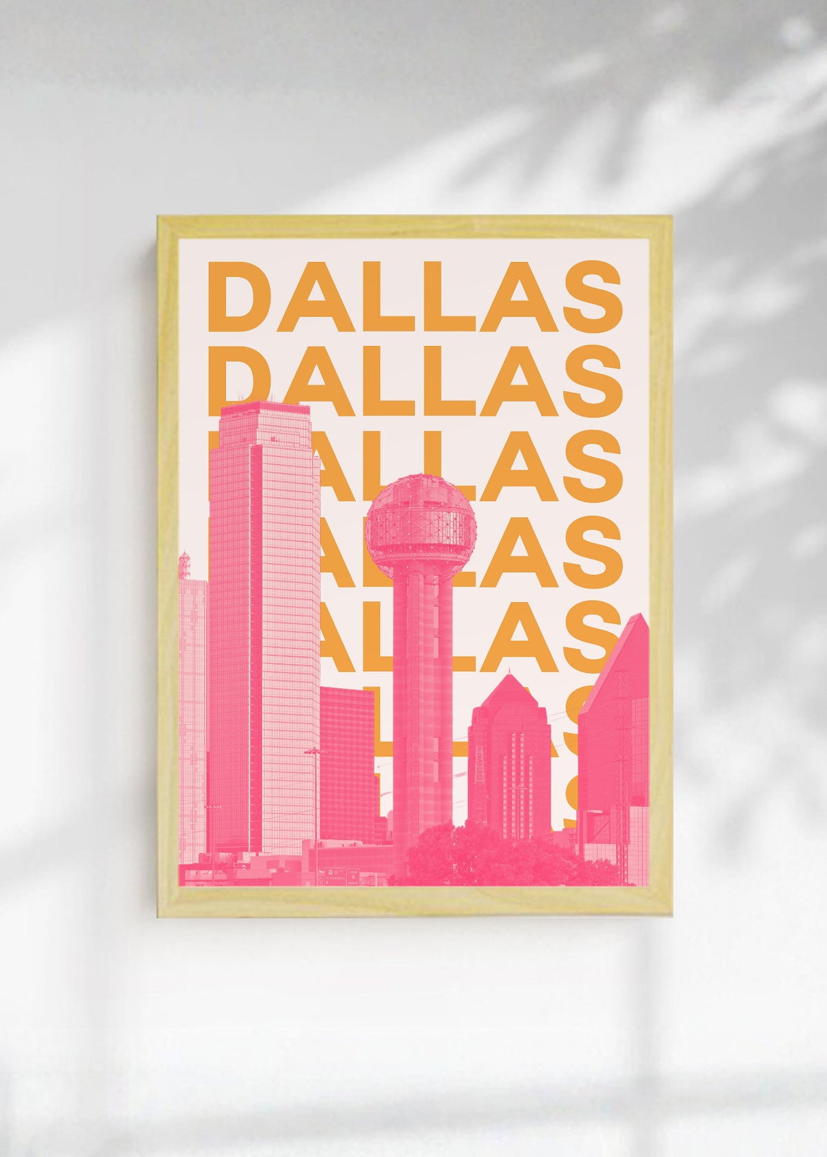 Cuadro Decorativo Travel, Dallas, USA, Skyline Naranja Rosa