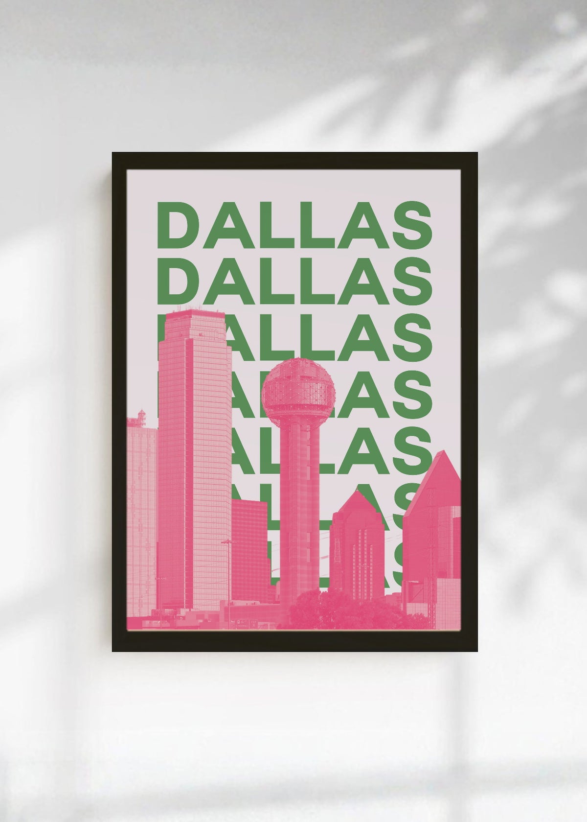 Cuadro Decorativo Travel, Dallas, USA, Skyline Verde Rosa