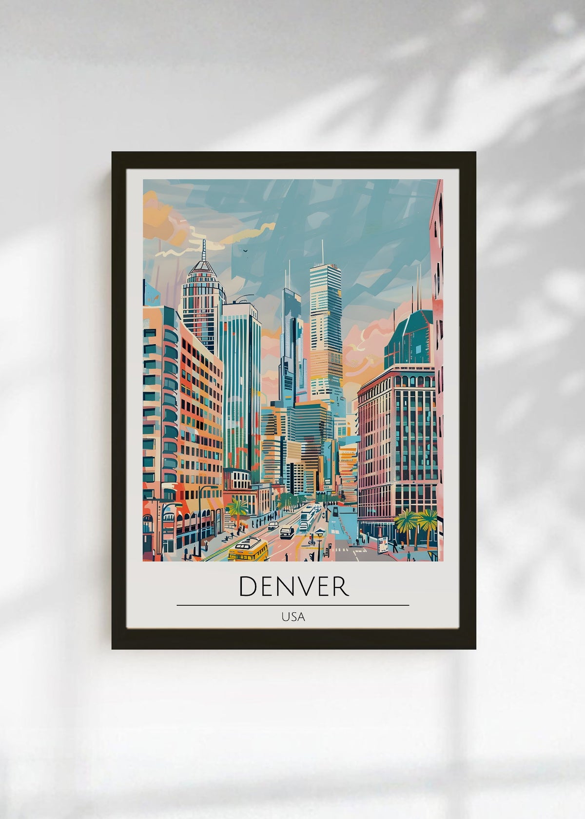 Cuadro Decorativo Travel, Denver, USA, Ilustración Ciudad