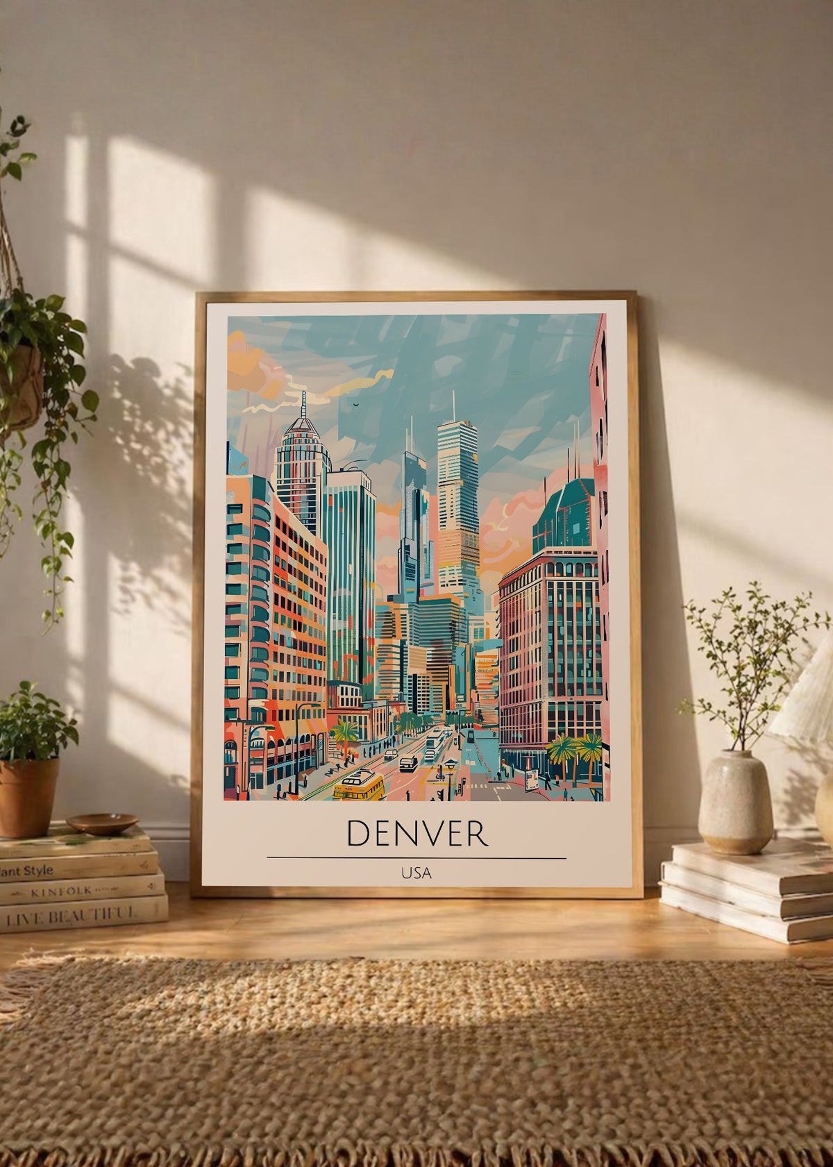Cuadro Decorativo Travel, Denver, USA, Ilustración Ciudad