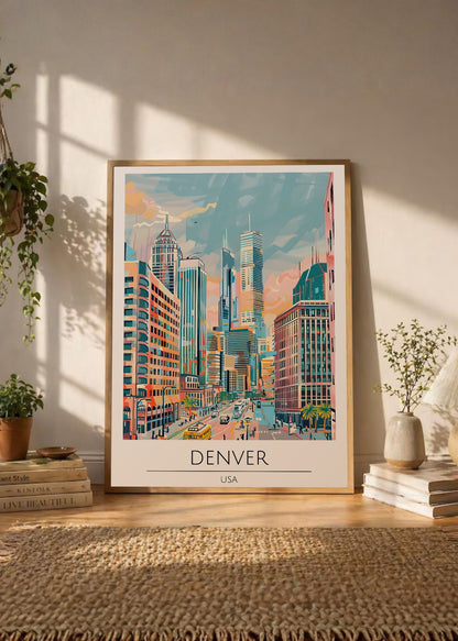 Cuadro Decorativo Travel, Denver, USA, Ilustración Ciudad