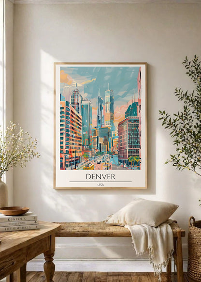 Cuadro Decorativo Travel, Denver, USA, Ilustración Ciudad