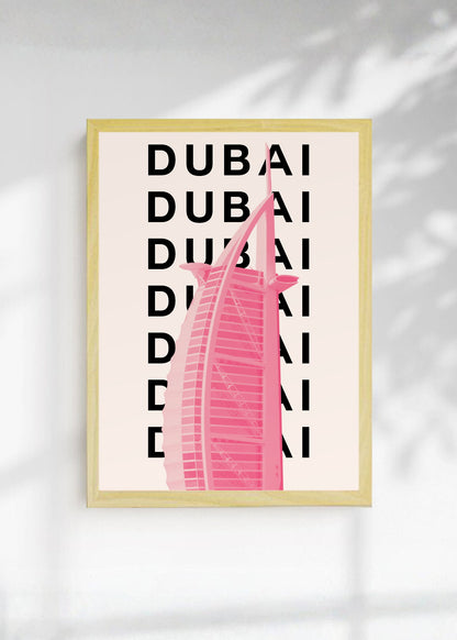 Cuadro Decorativo Travel, Dubai Burj al Arab, Emiratos, Rosa