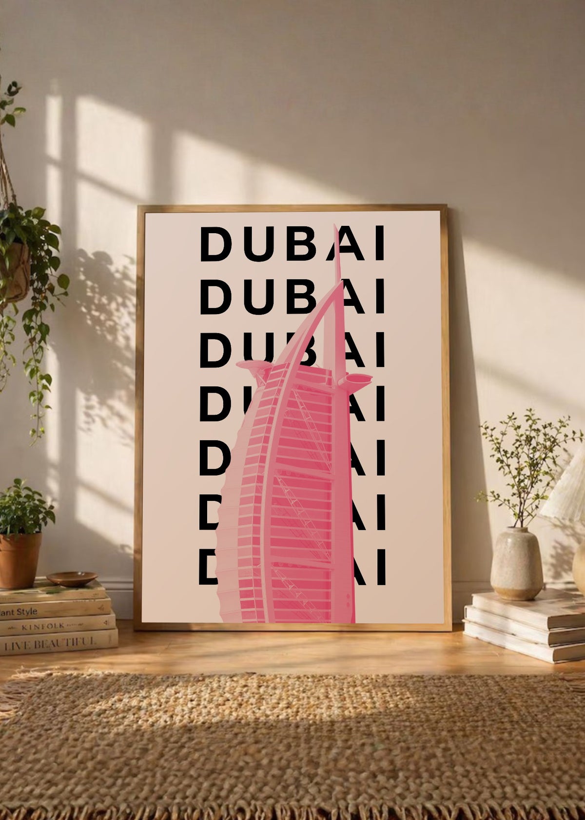Cuadro Decorativo Travel, Dubai Burj al Arab, Emiratos, Rosa