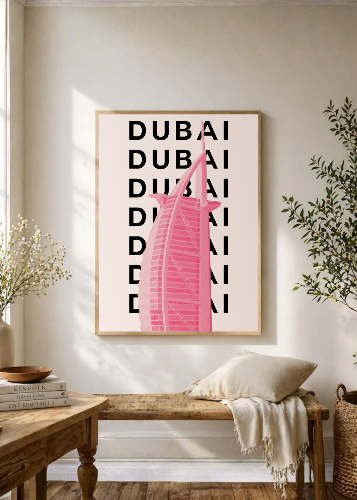 Cuadro Decorativo Travel, Dubai Burj al Arab, Emiratos, Rosa