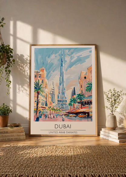 Cuadro Decorativo Travel, Dubai, Emiratos, Ilustración Burj Khalifa