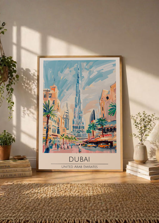 Cuadro Decorativo Travel, Dubai, Emiratos, Ilustración Burj Khalifa