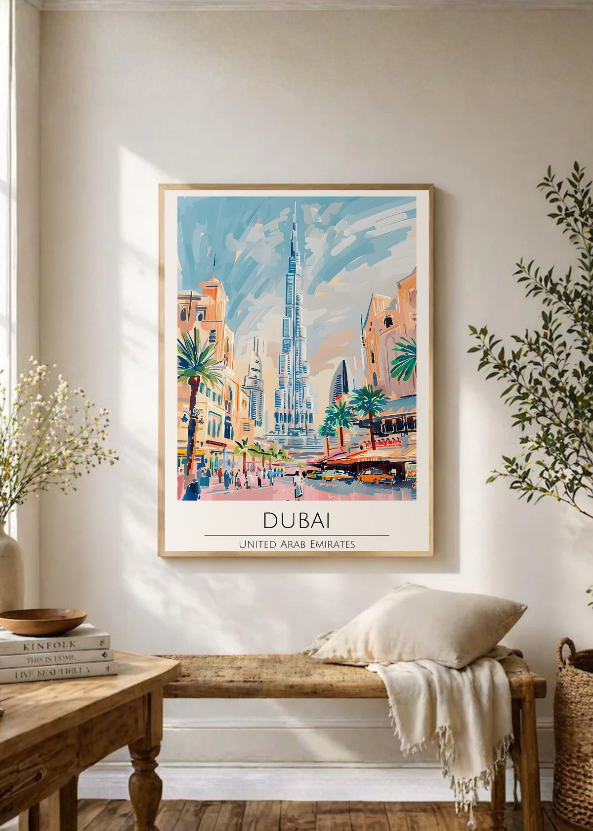 Cuadro Decorativo Travel, Dubai, Emiratos, Ilustración Burj Khalifa