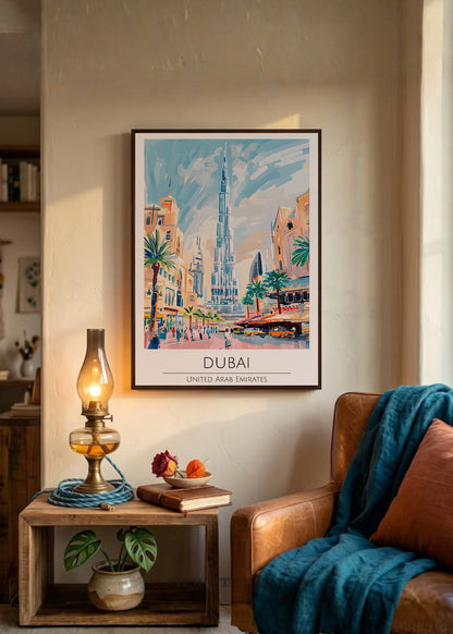 Cuadro Decorativo Travel, Dubai, Emiratos, Ilustración Burj Khalifa