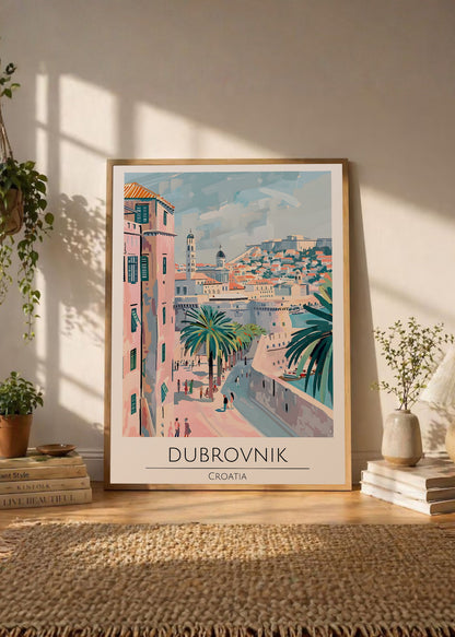Cuadro Decorativo Travel, Dubrovnik, Croacia, Ilustración Ciudad