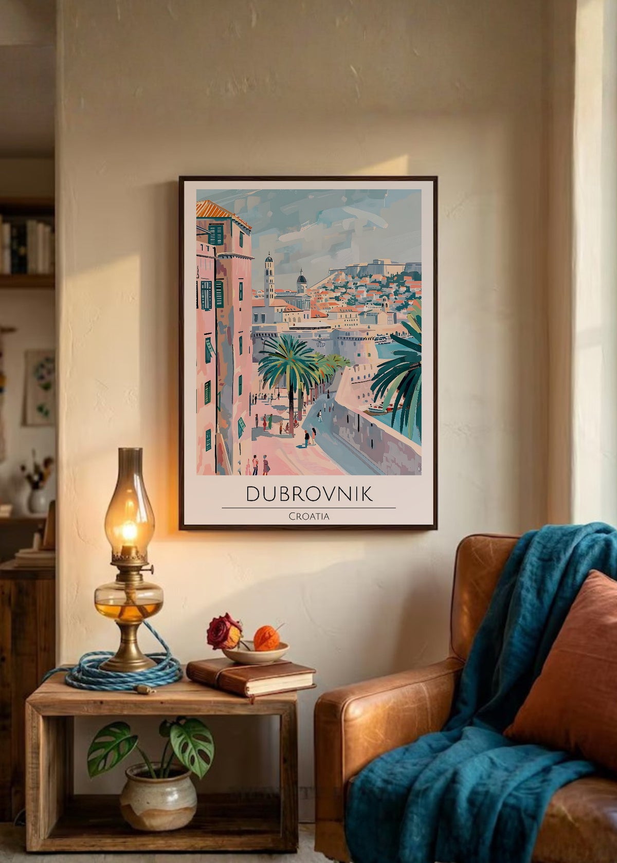Cuadro Decorativo Travel, Dubrovnik, Croacia, Ilustración Ciudad