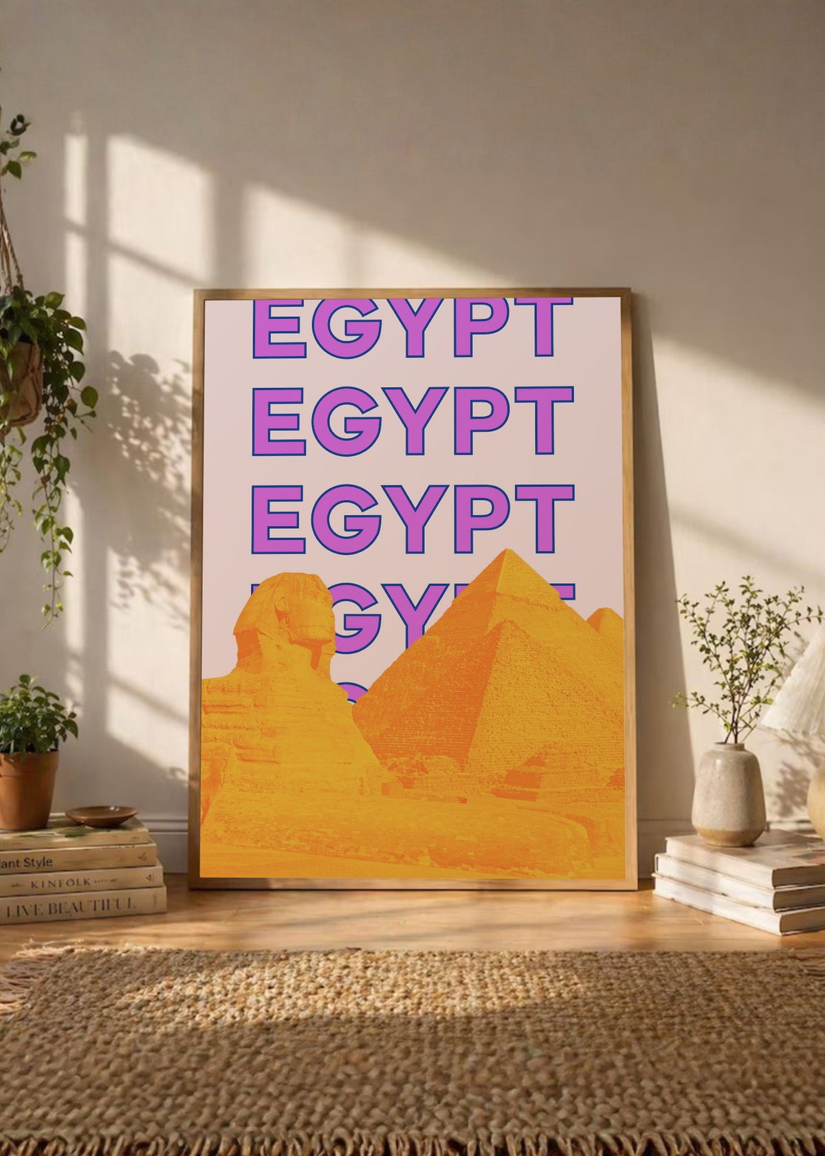 Cuadro Decorativo Travel, Pirámides, Egipto, Lila Naranja