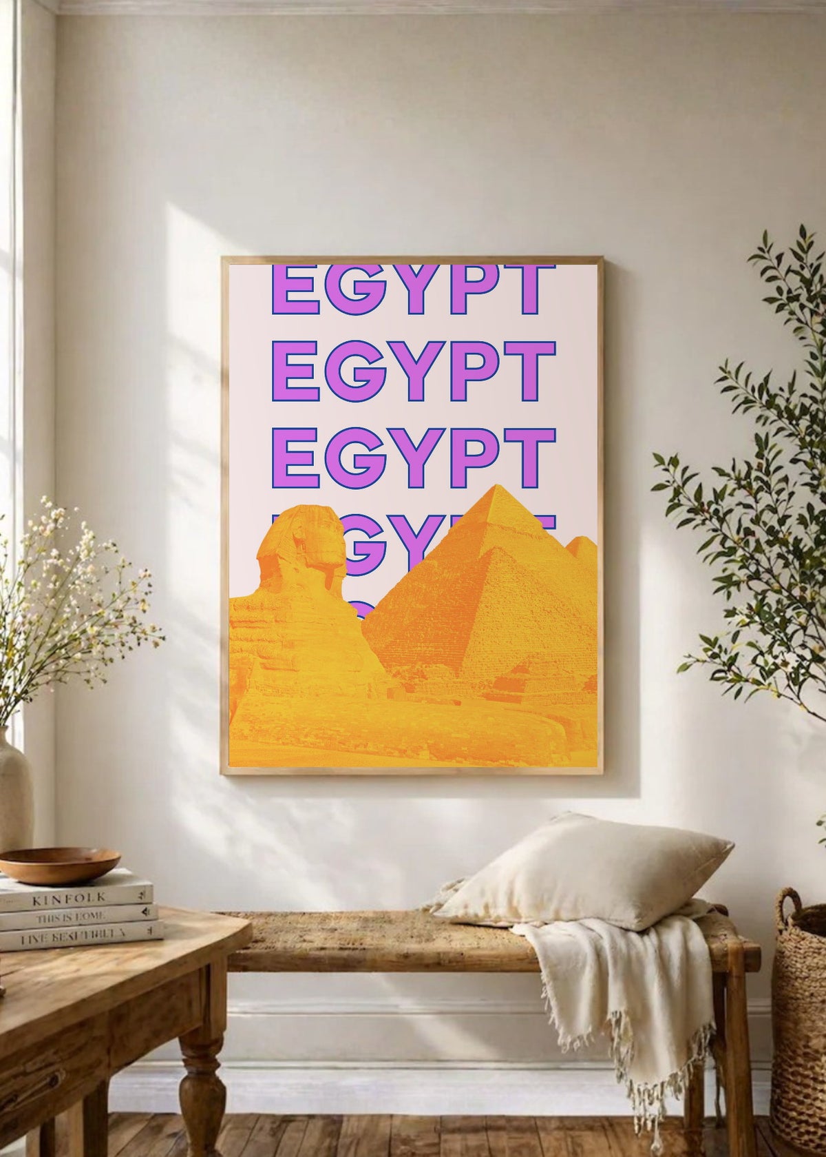 Cuadro Decorativo Travel, Pirámides, Egipto, Lila Naranja