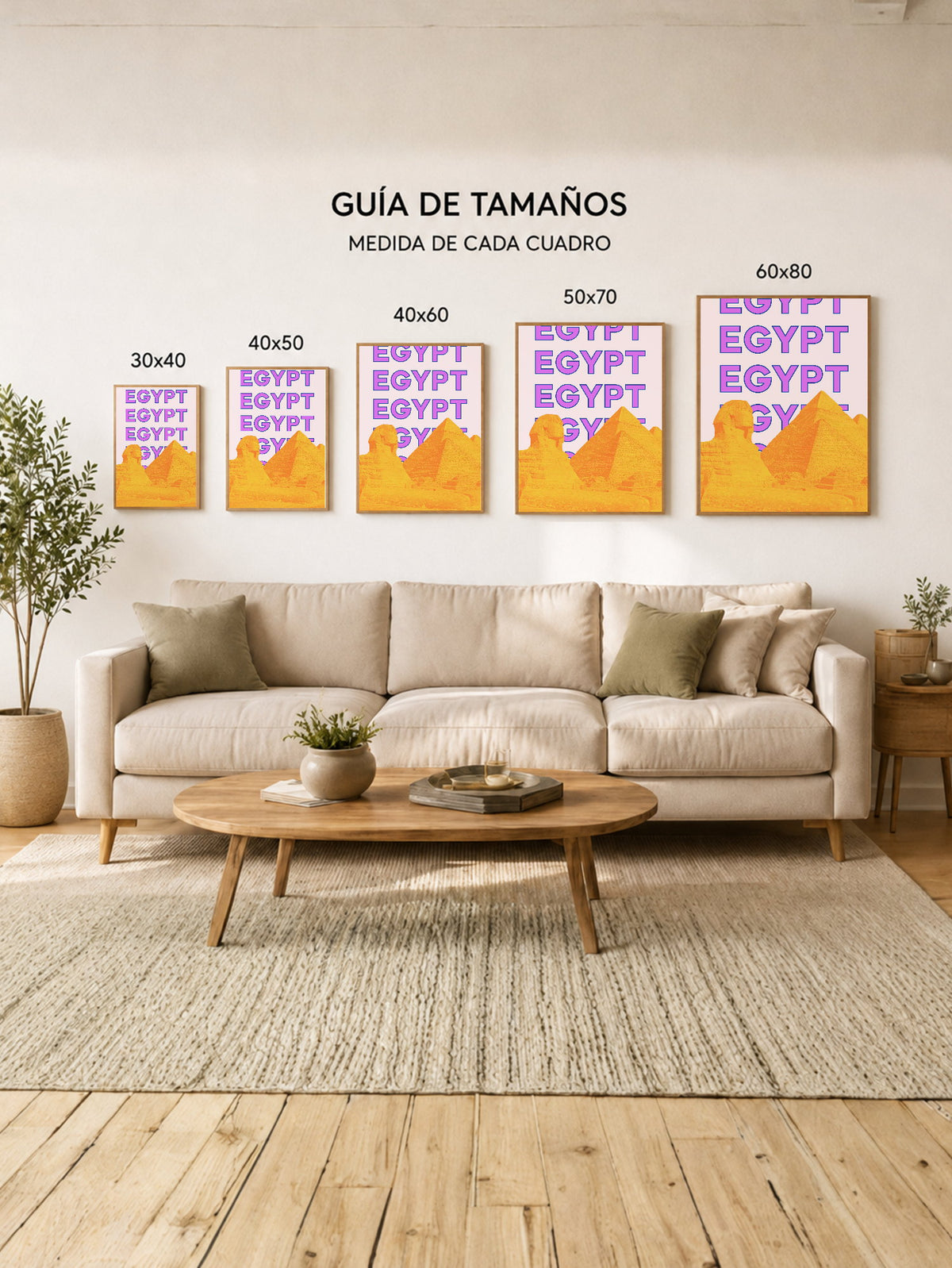 Cuadro Decorativo Travel, Pirámides, Egipto, Lila Naranja