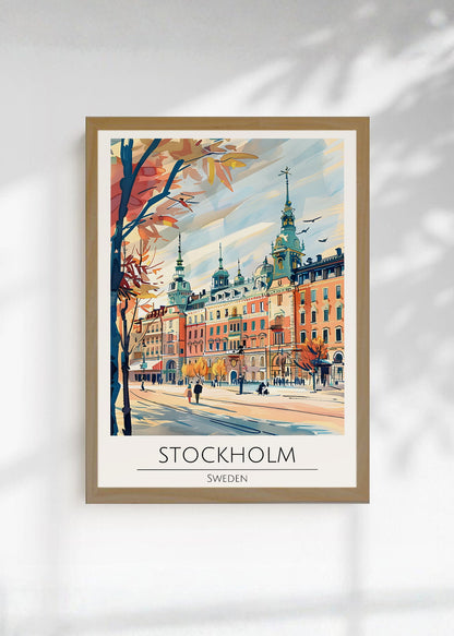 Cuadro Decorativo Travel, Estocolmo, Suecia, Ilustración Ciudad