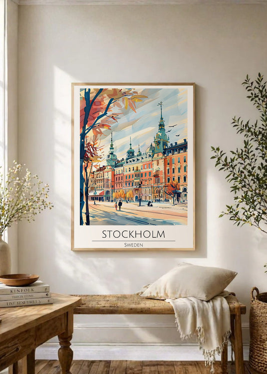 Cuadro Decorativo Travel, Estocolmo, Suecia, Ilustración Ciudad