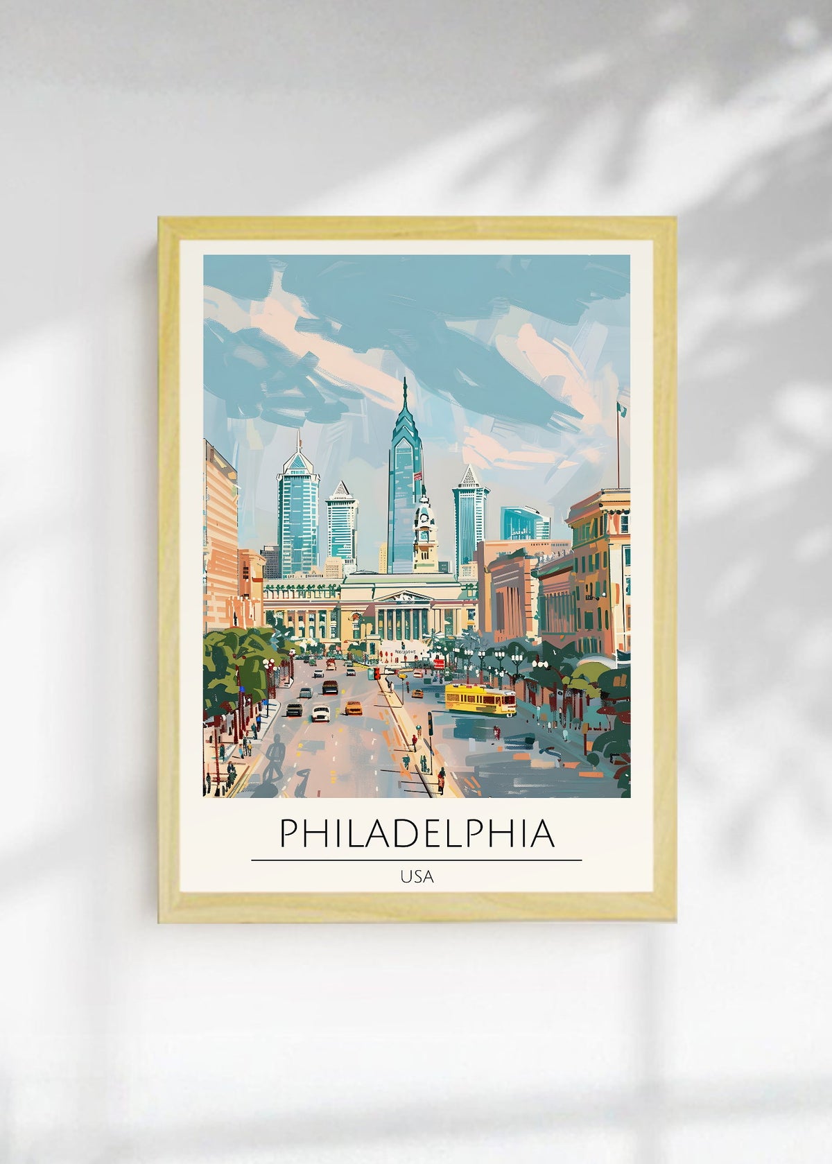 Cuadro Decorativo Travel, Filadelfia, USA, Ilustración Ciudad