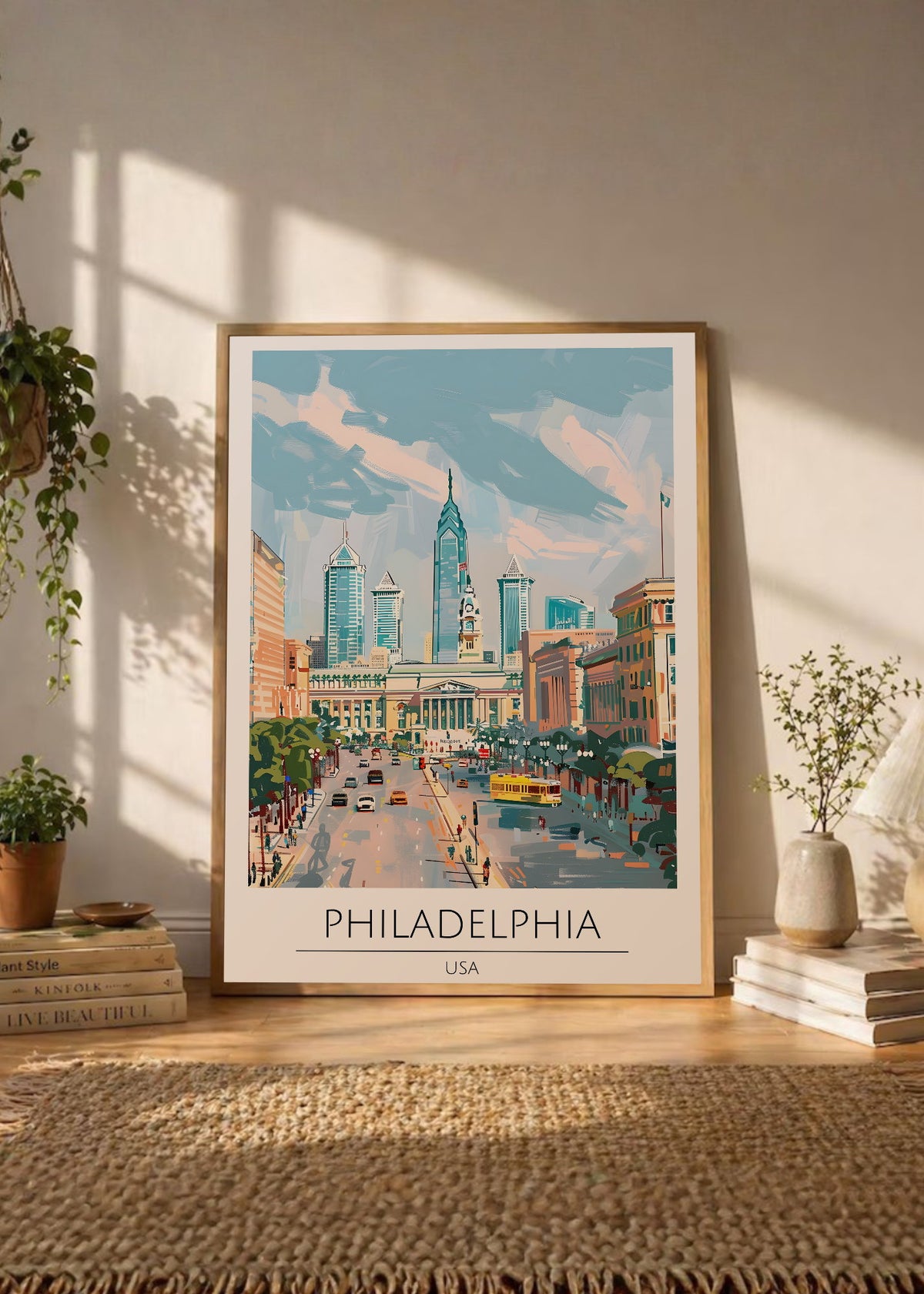 Cuadro Decorativo Travel, Filadelfia, USA, Ilustración Ciudad