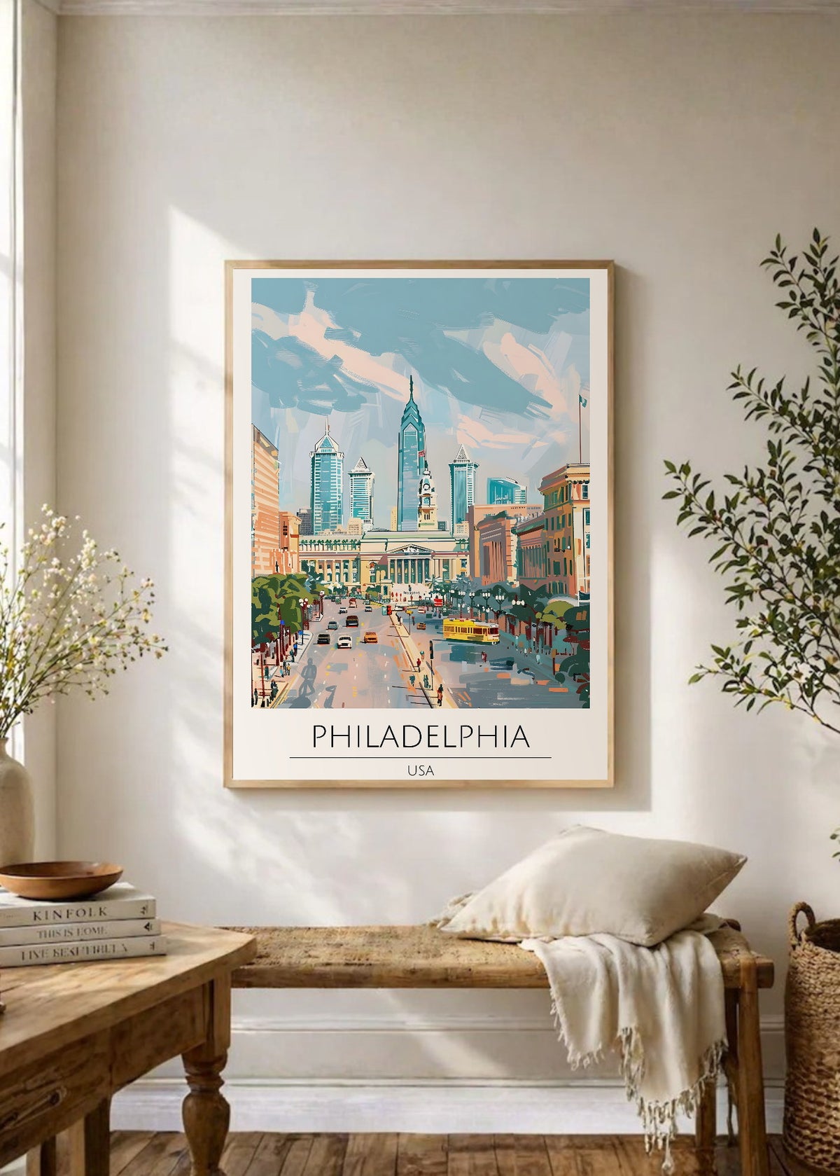 Cuadro Decorativo Travel, Filadelfia, USA, Ilustración Ciudad
