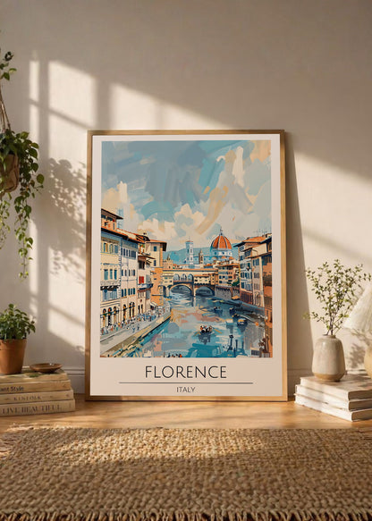 Cuadro Decorativo Travel, Florencia, Italia, Ilustración Ponte Vecchio