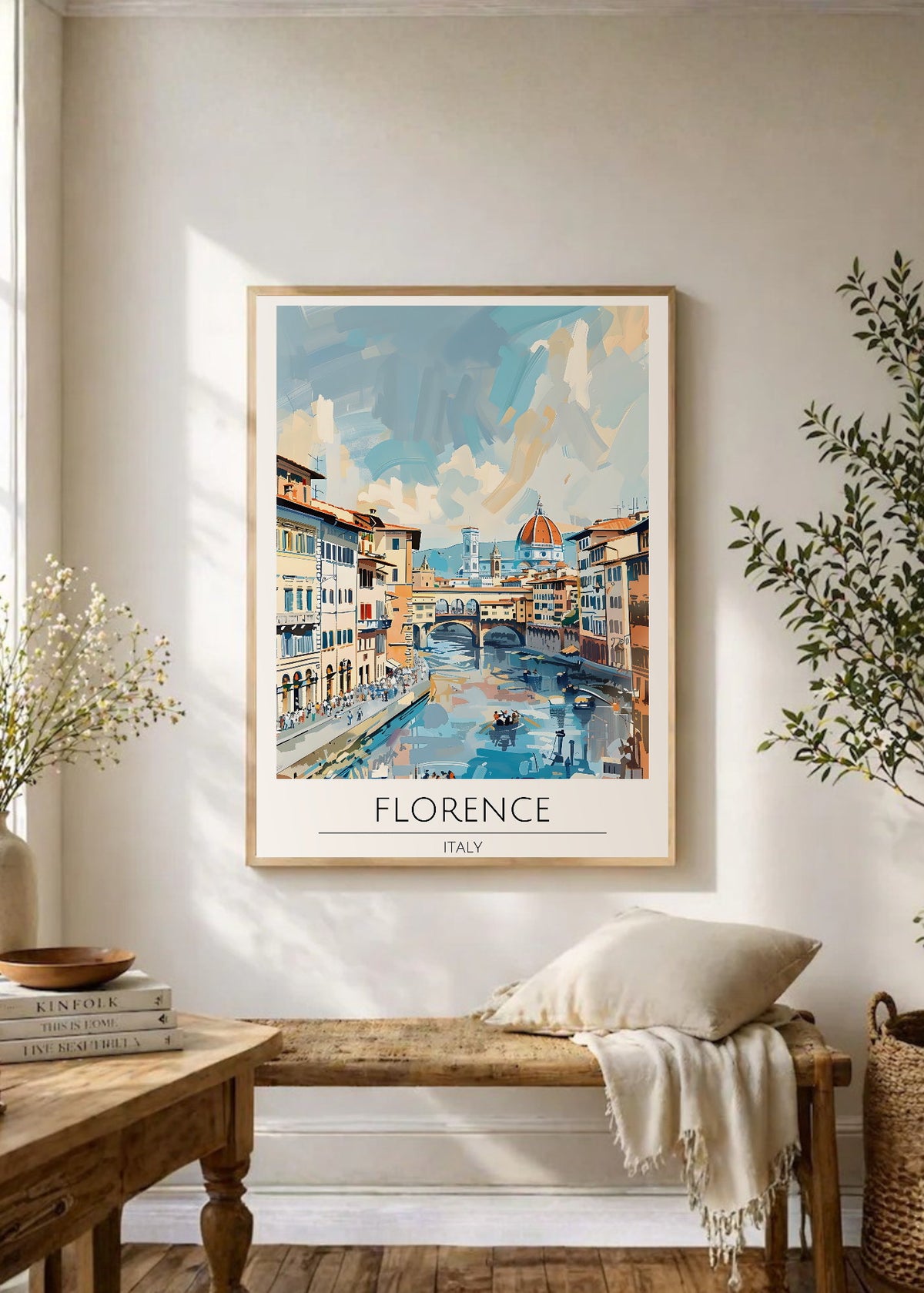 Cuadro Decorativo Travel, Florencia, Italia, Ilustración Ponte Vecchio