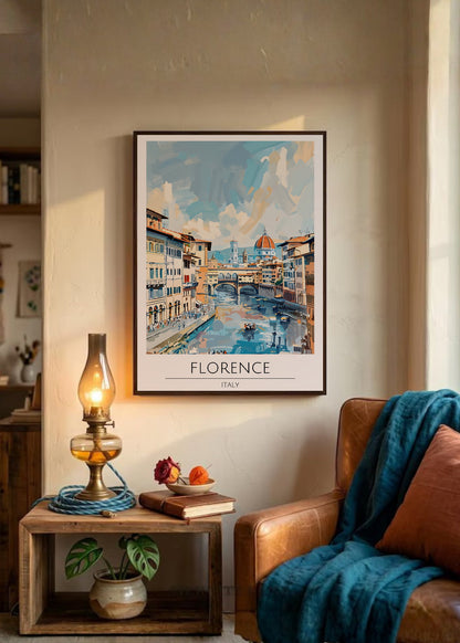 Cuadro Decorativo Travel, Florencia, Italia, Ilustración Ponte Vecchio