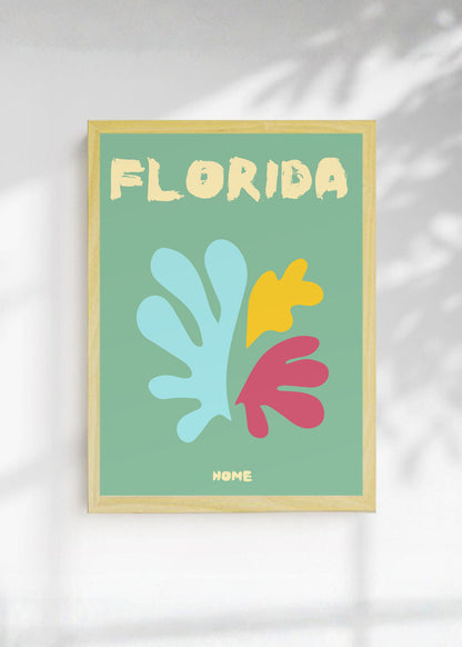 Cuadro Decorativo Travel, Florida USA, Corales Verde Salvia
