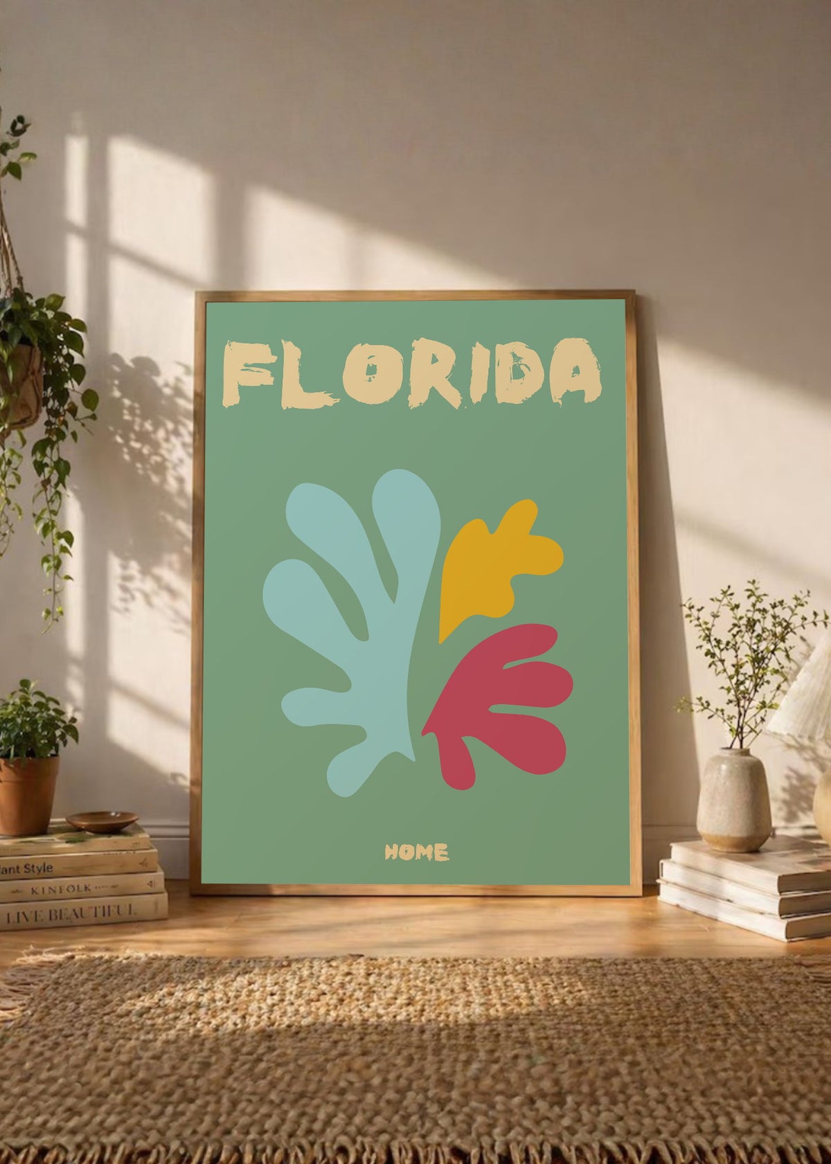 Cuadro Decorativo Travel, Florida USA, Corales Verde Salvia