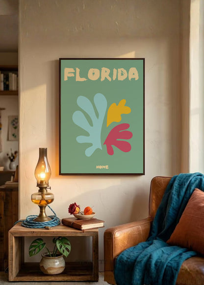 Cuadro Decorativo Travel, Florida USA, Corales Verde Salvia