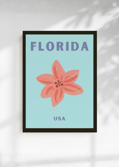 Cuadro Decorativo Travel, Florida USA, Flor Celeste