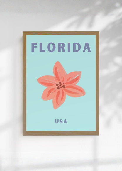 Cuadro Decorativo Travel, Florida USA, Flor Celeste