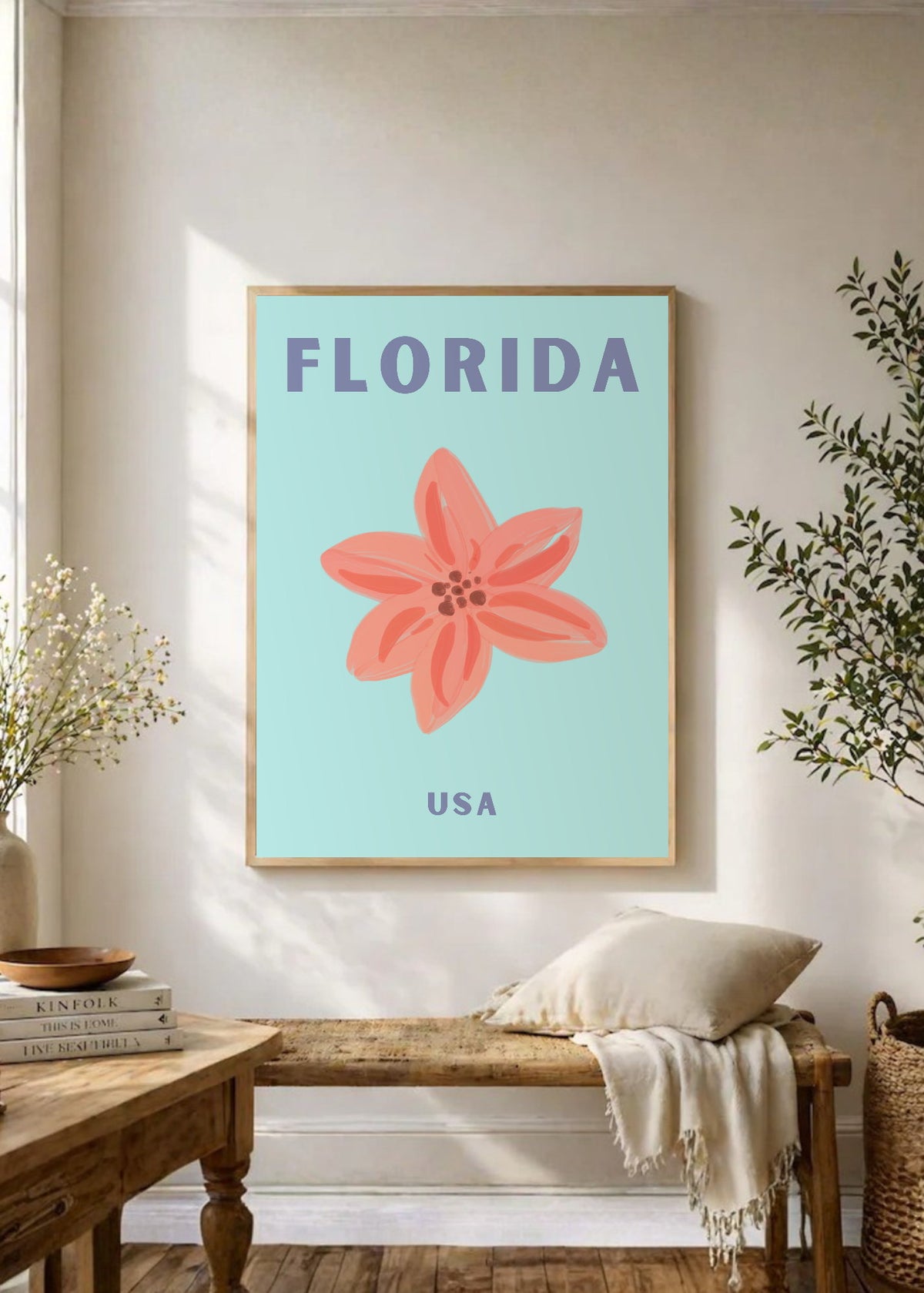 Cuadro Decorativo Travel, Florida USA, Flor Celeste