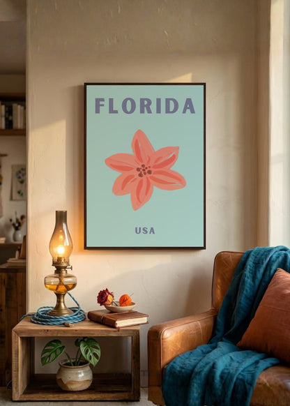 Cuadro Decorativo Travel, Florida USA, Flor Celeste