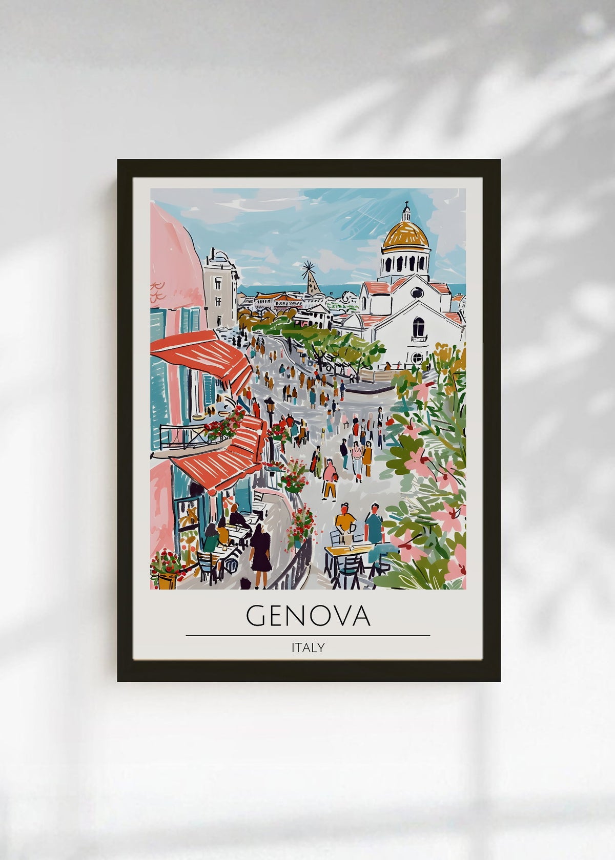Cuadro Decorativo Travel, Génova, Italia, Ilustración Plaza