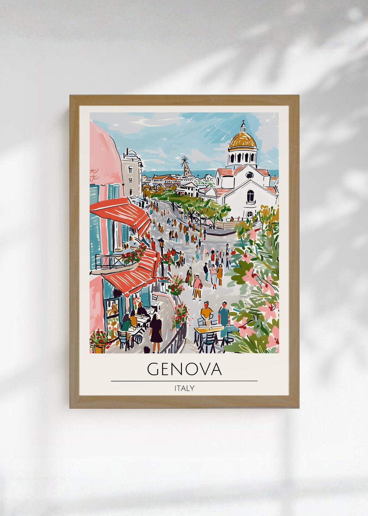 Cuadro Decorativo Travel, Génova, Italia, Ilustración Plaza