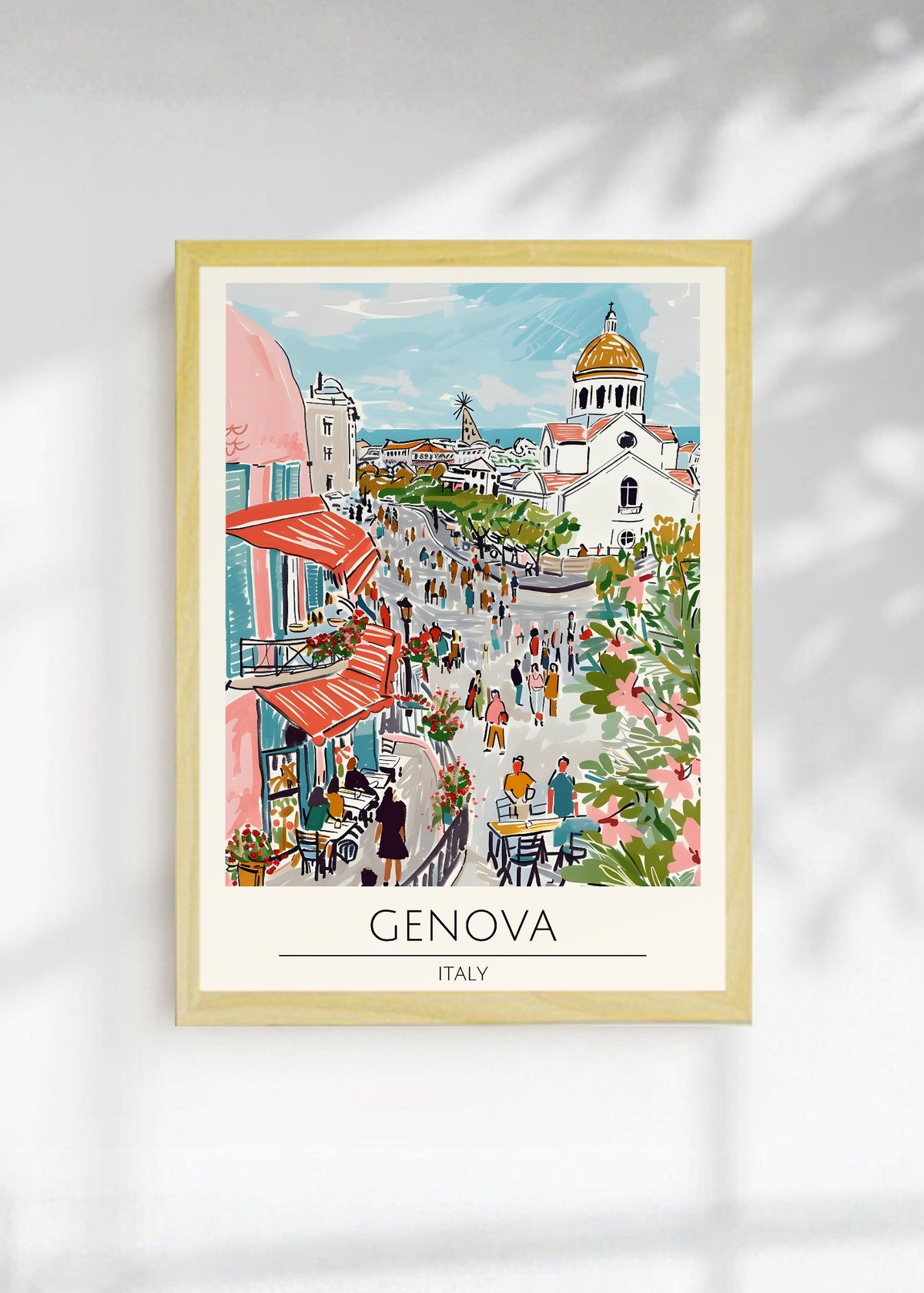 Cuadro Decorativo Travel, Génova, Italia, Ilustración Plaza