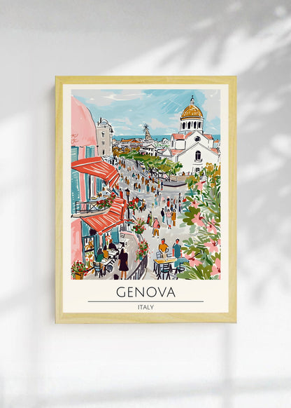 Cuadro Decorativo Travel, Génova, Italia, Ilustración Plaza