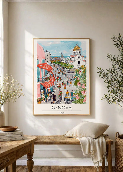 Cuadro Decorativo Travel, Génova, Italia, Ilustración Plaza