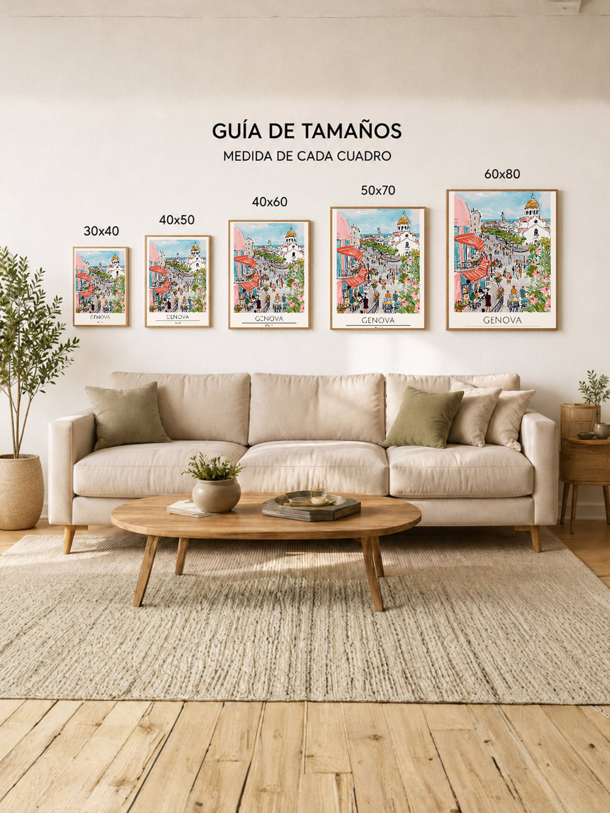 Cuadro Decorativo Travel, Génova, Italia, Ilustración Plaza