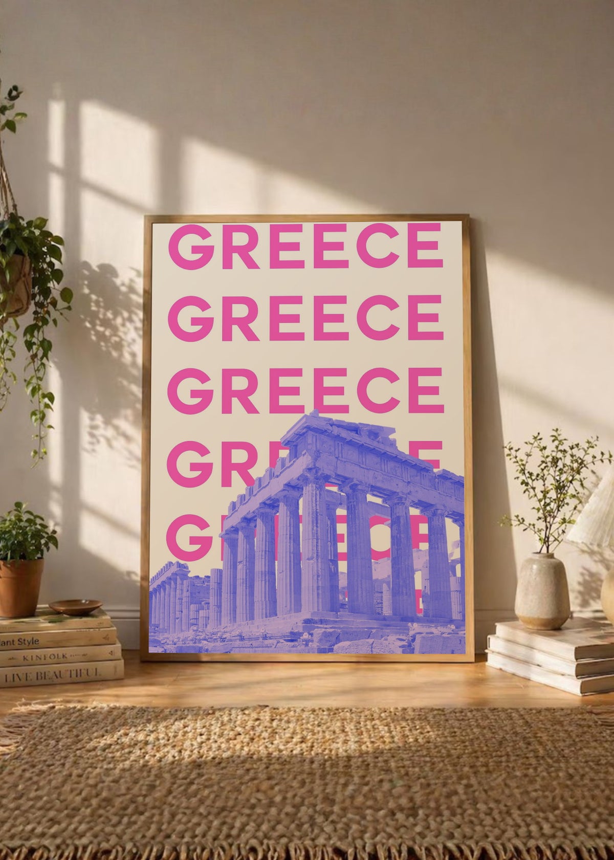 Cuadro Decorativo Travel, Partenón, Grecia, Rosa Violeta