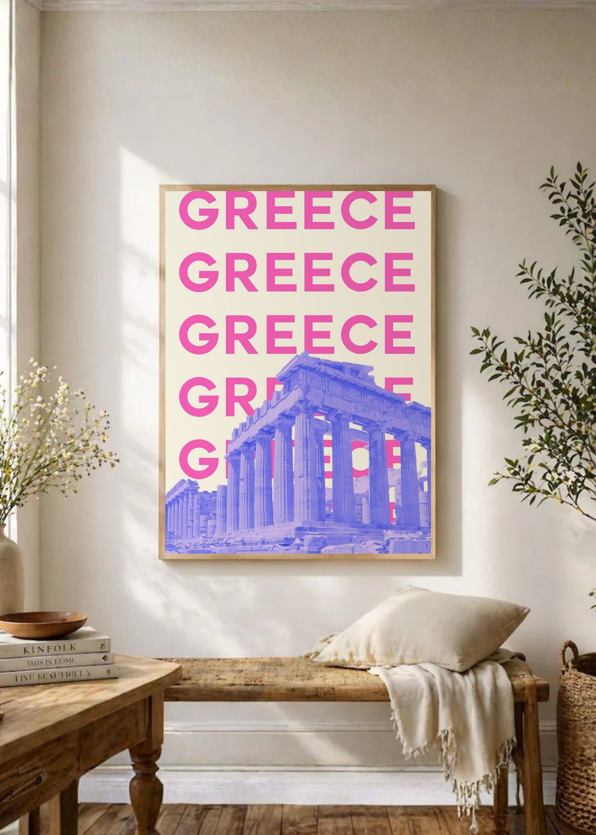 Cuadro Decorativo Travel, Partenón, Grecia, Rosa Violeta